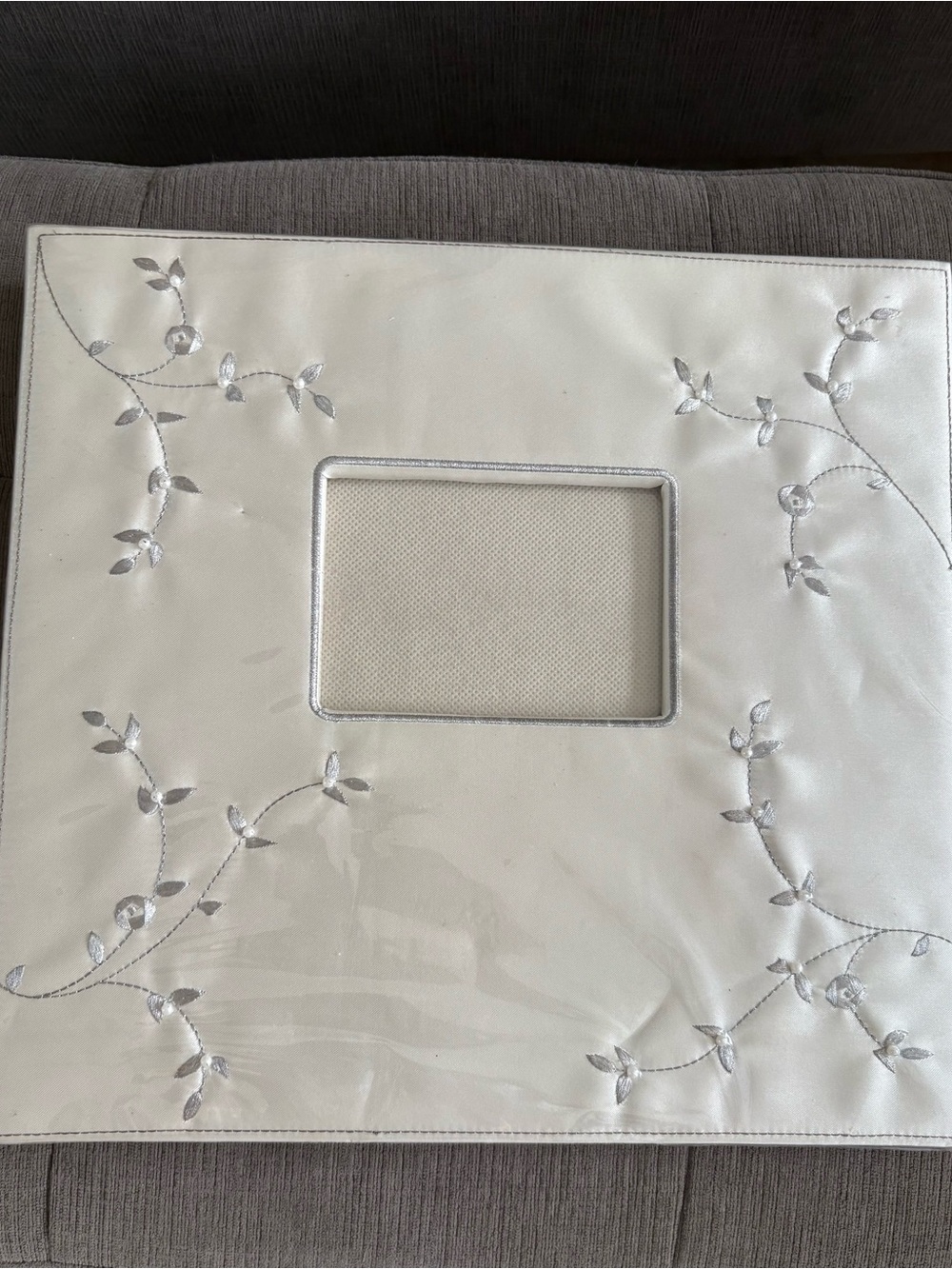 Embroidered White cream Photo Album for wedding